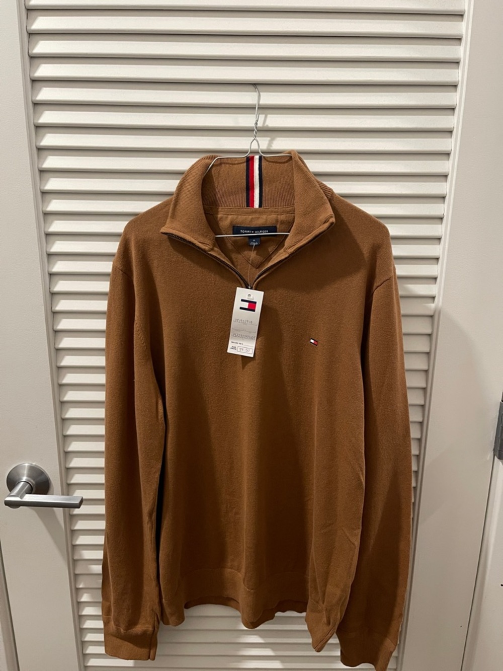 Tommy Hilfiger Men's Camel Brown Zip-Up Pullover